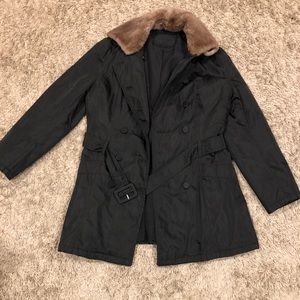 Prada water resistant jacket with beaver collar